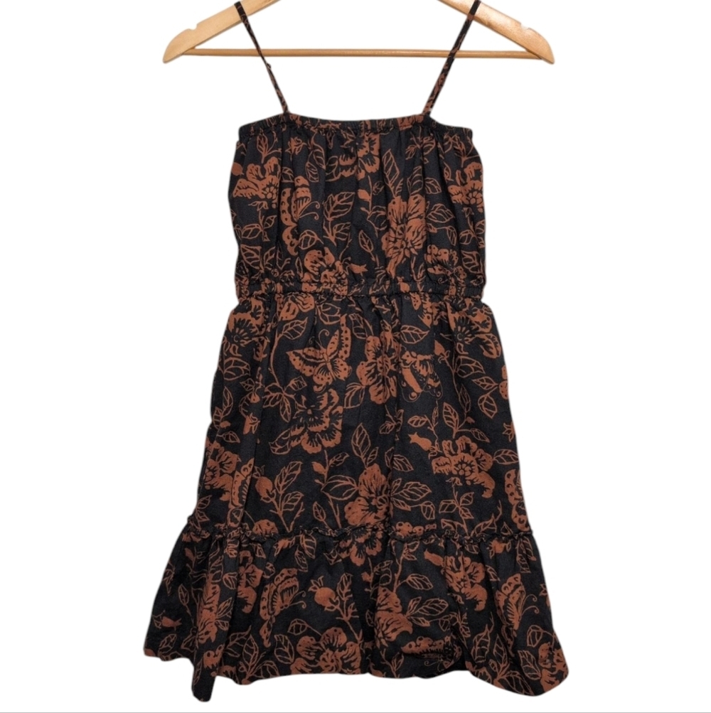 Janie and Jack‎ Tiered Sundress Black Brown Floral Girl's Size 14